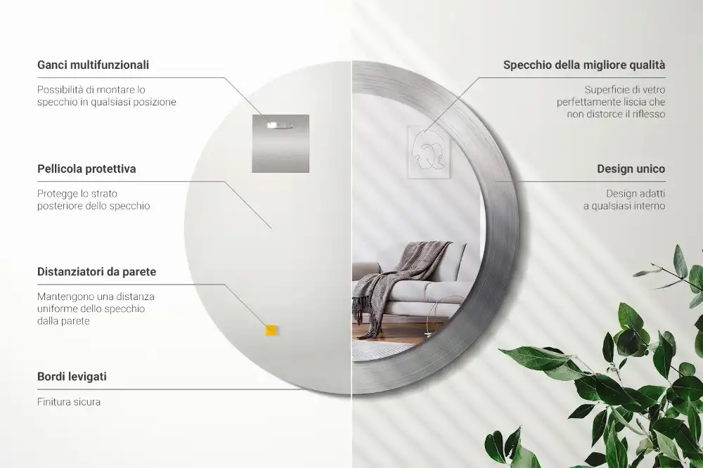 Specchio circolare stampato Metallo imitazione