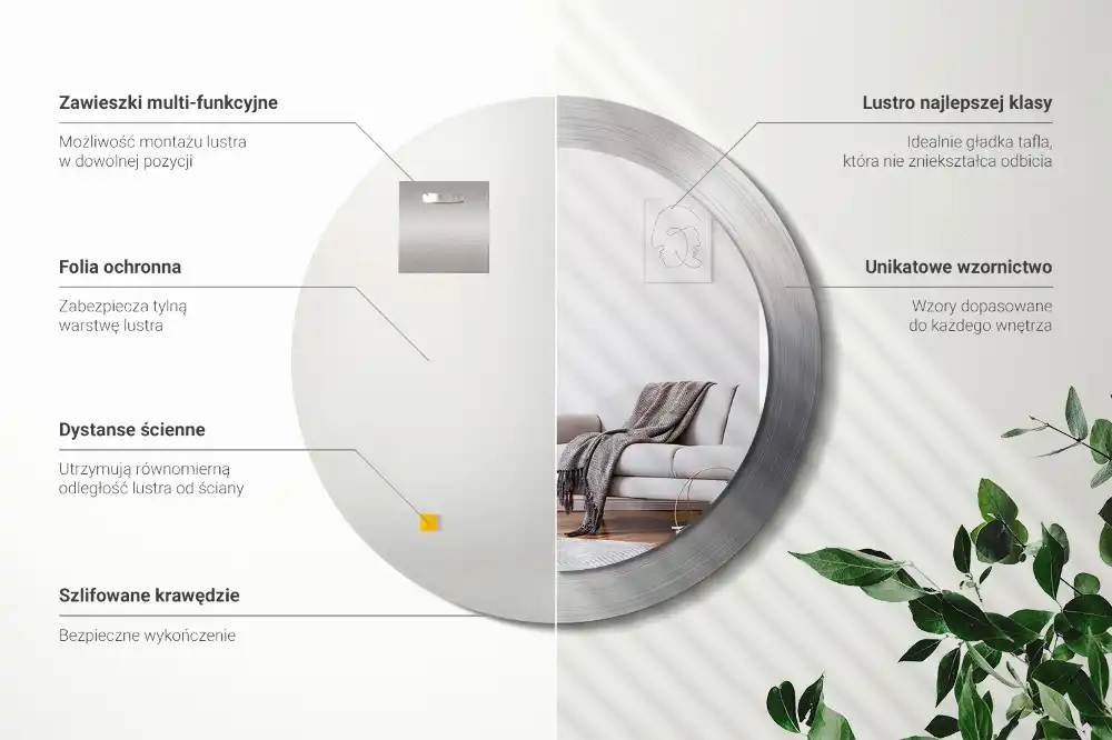 Specchio circolare stampato Metallo imitazione