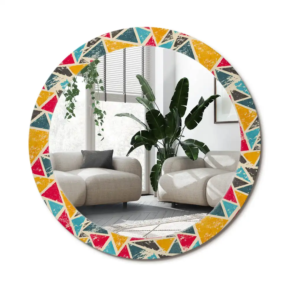 Specchio rotondo con cornice stampata Composizione retrò