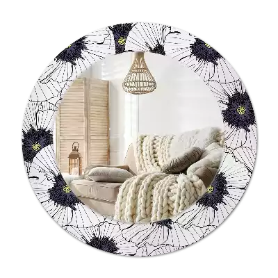 Specchio circolare stampato Composizione floreale