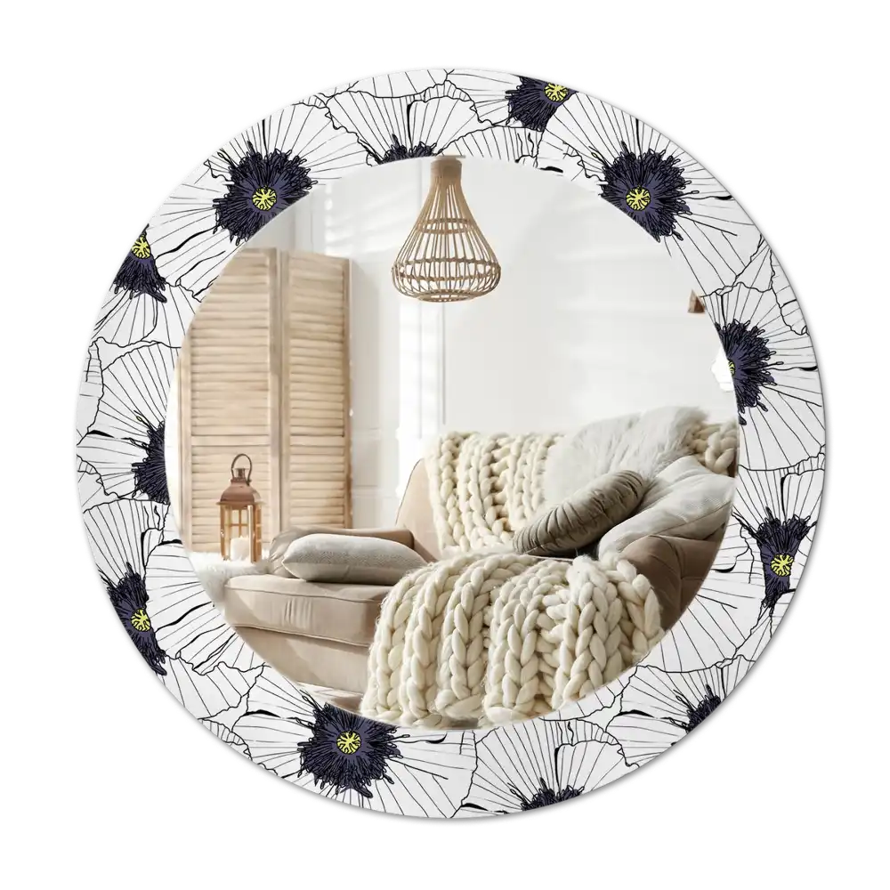 Specchio circolare stampato Composizione floreale