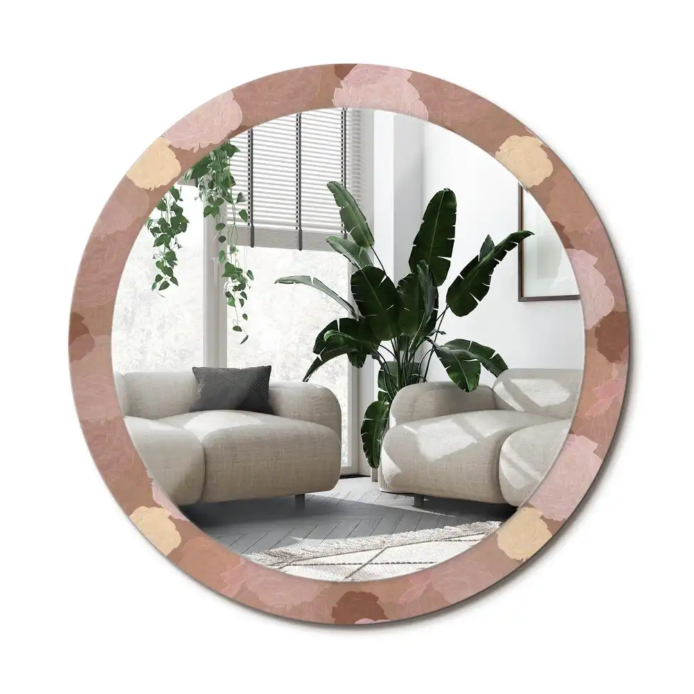 Specchio rotondo con cornice stampata Composizione di rose