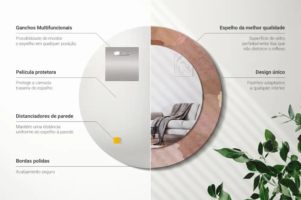 Specchio rotondo con cornice stampata Composizione di rose