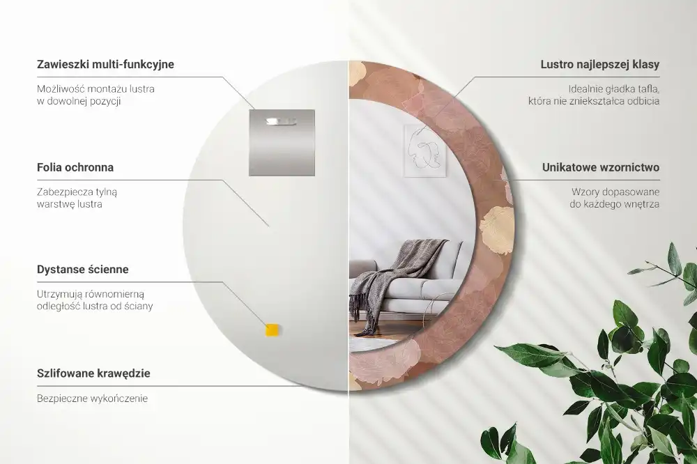 Specchio rotondo con cornice stampata Composizione di rose