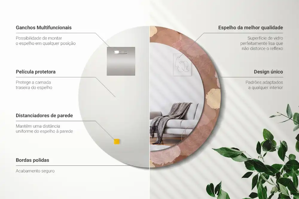 Specchio rotondo con cornice stampata Composizione di rose