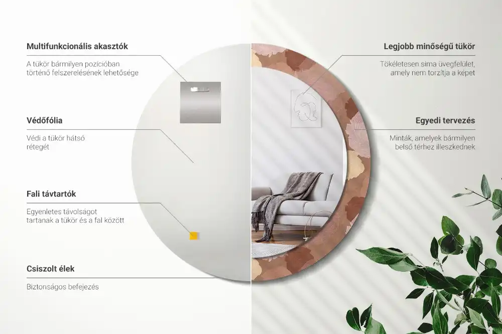 Specchio rotondo con cornice stampata Composizione di rose