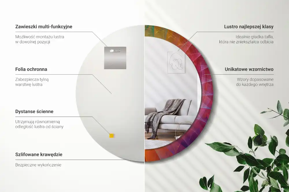 Specchio circolare decoro tavolozza dei colori