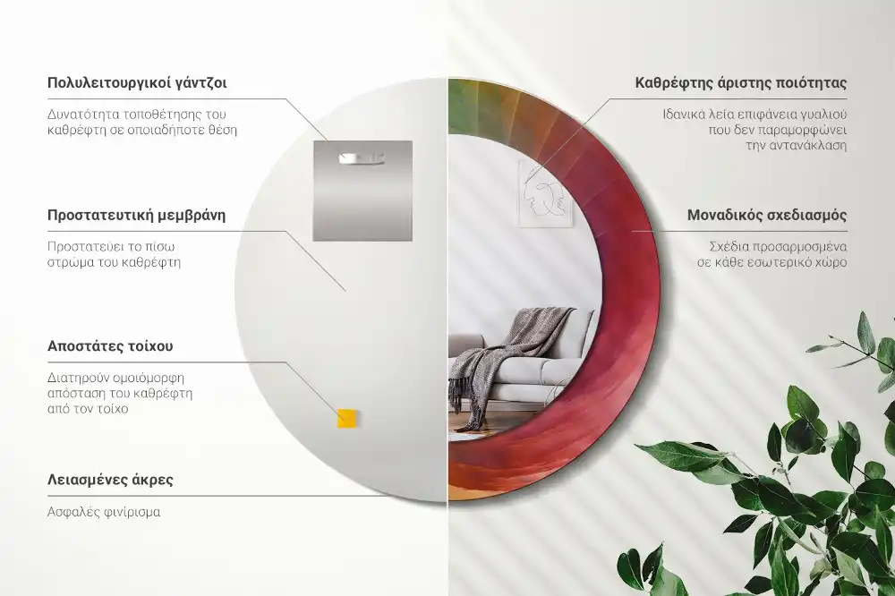 Specchio circolare decoro tavolozza dei colori