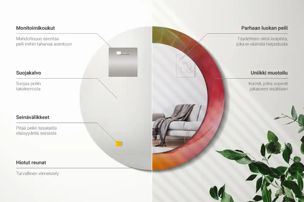 Specchio circolare decoro tavolozza dei colori