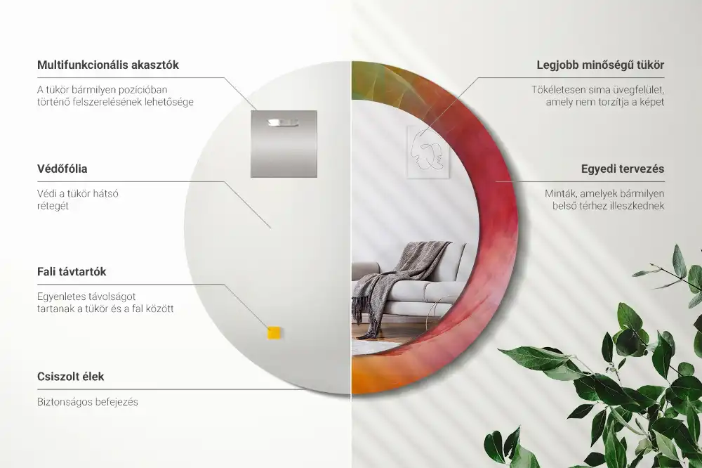 Specchio circolare decoro tavolozza dei colori