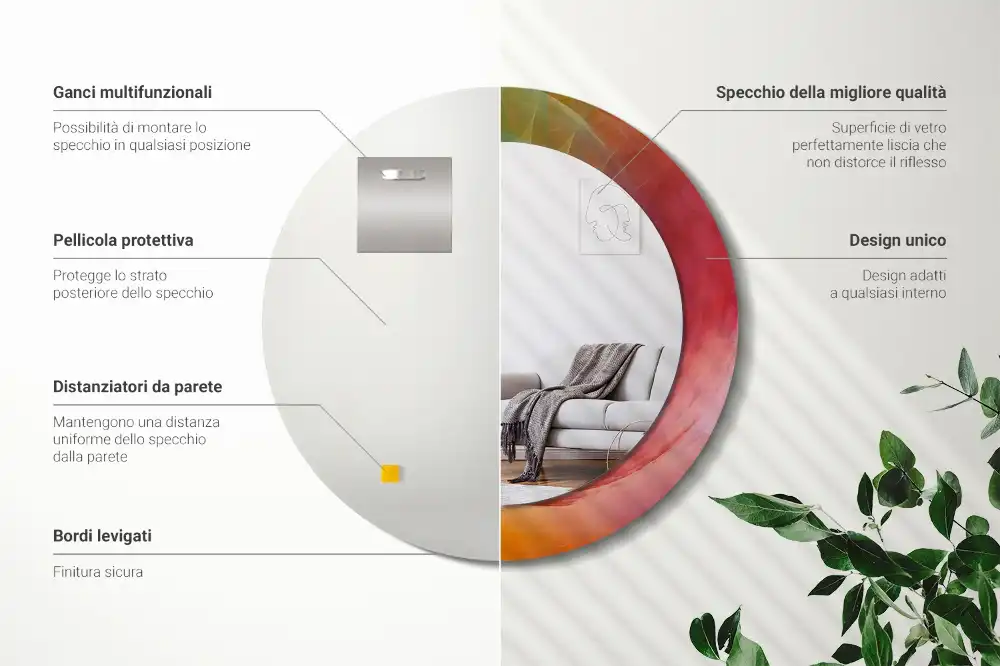 Specchio circolare decoro tavolozza dei colori