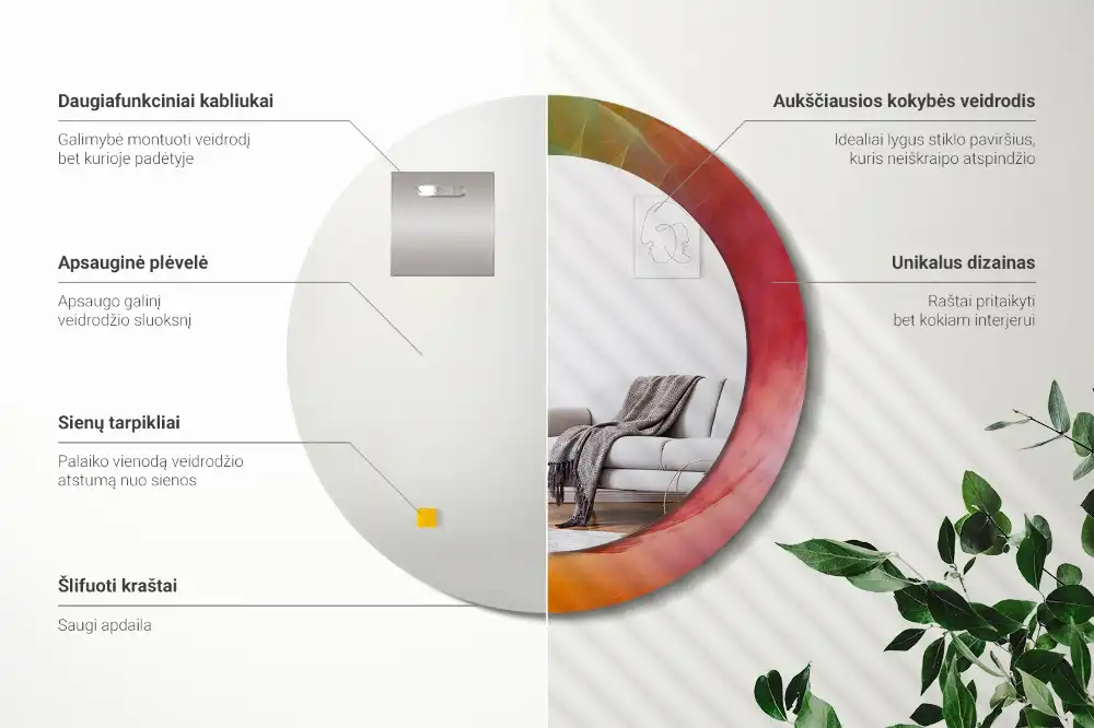 Specchio circolare decoro tavolozza dei colori