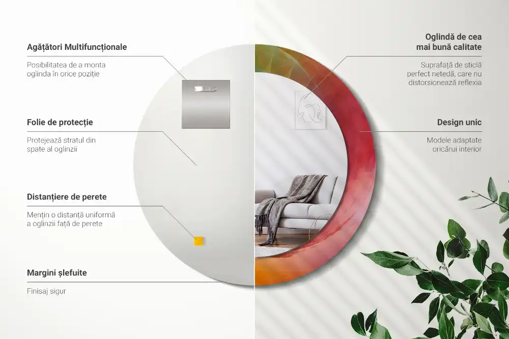 Specchio circolare decoro tavolozza dei colori