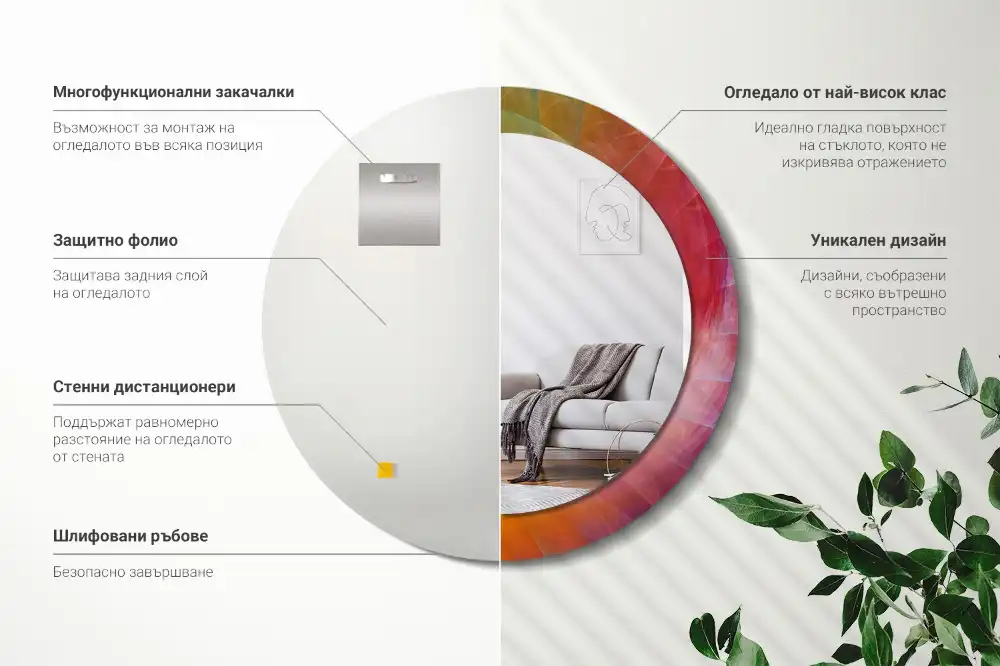 Specchio circolare decoro tavolozza dei colori