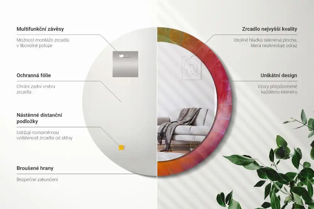 Specchio circolare decoro tavolozza dei colori