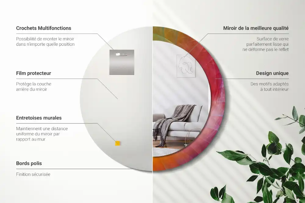 Specchio circolare decoro tavolozza dei colori