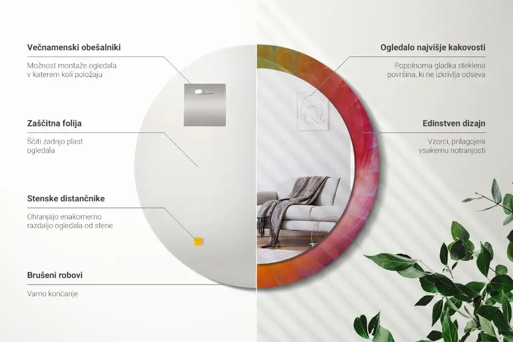 Specchio circolare decoro tavolozza dei colori