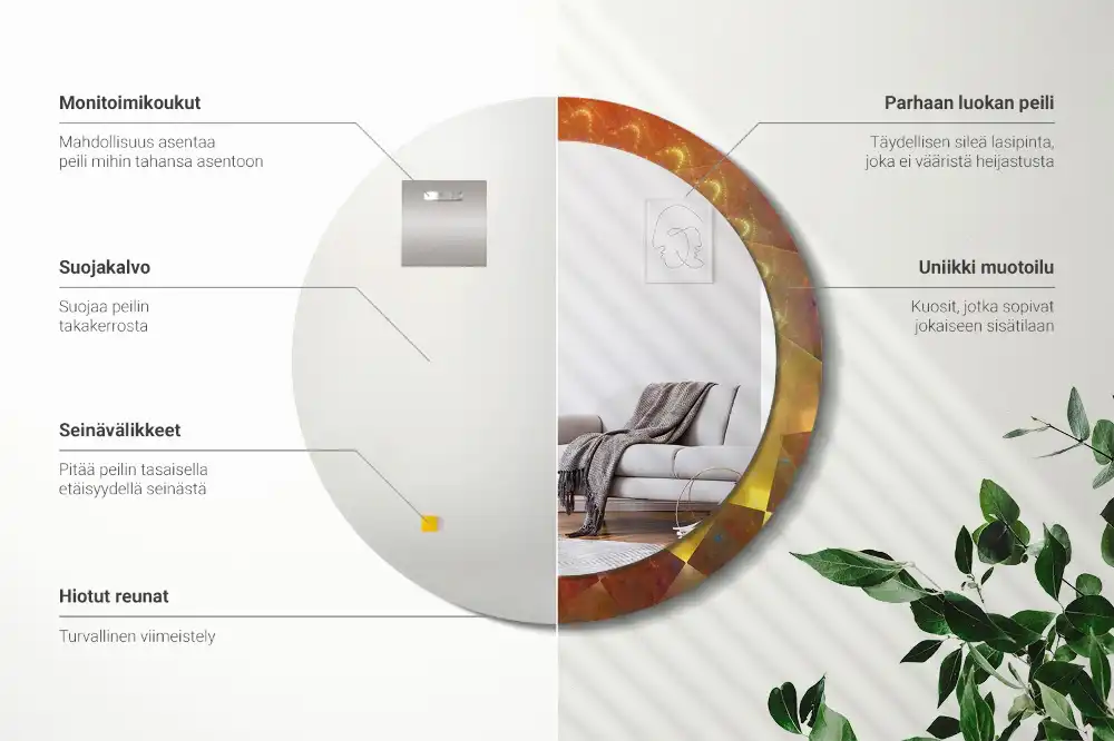 Specchio circolare stampato Astrazione a spirale