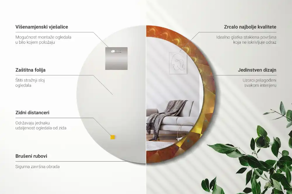 Specchio circolare stampato Astrazione a spirale