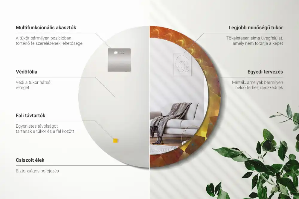 Specchio circolare stampato Astrazione a spirale