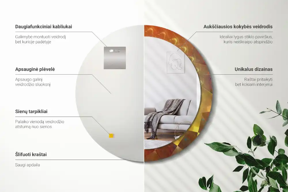 Specchio circolare stampato Astrazione a spirale