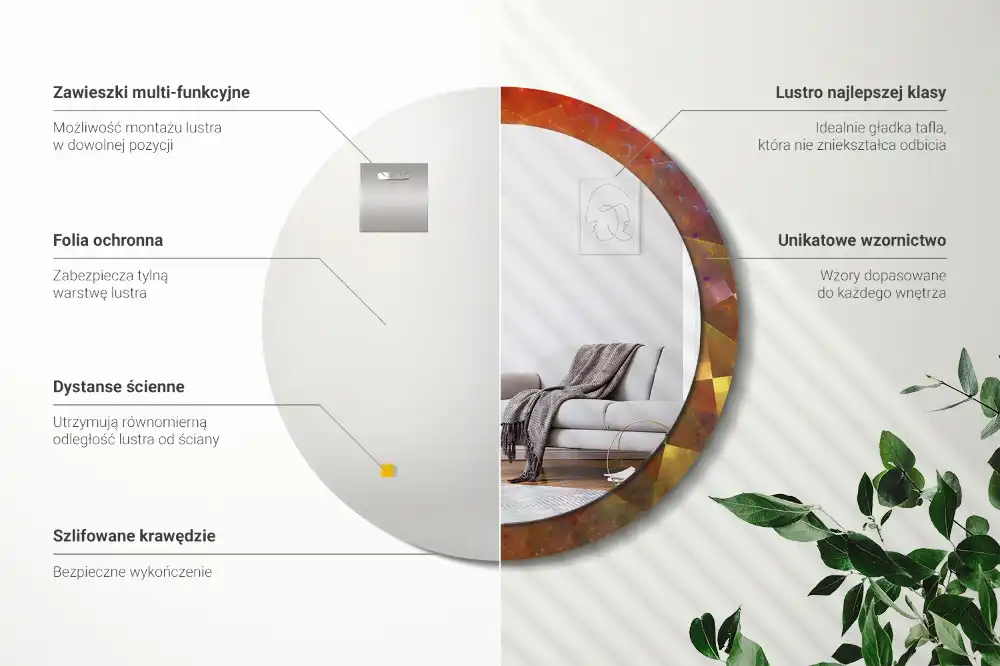 Specchio circolare stampato Astrazione a spirale