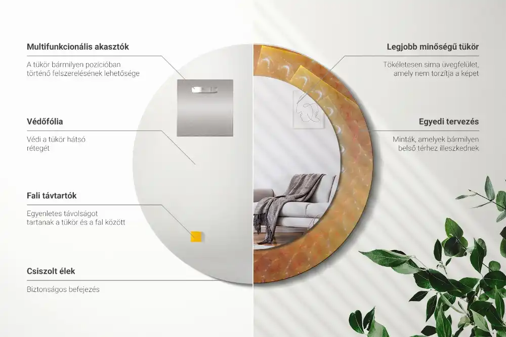 Specchio circolare stampato Astrazione a spirale