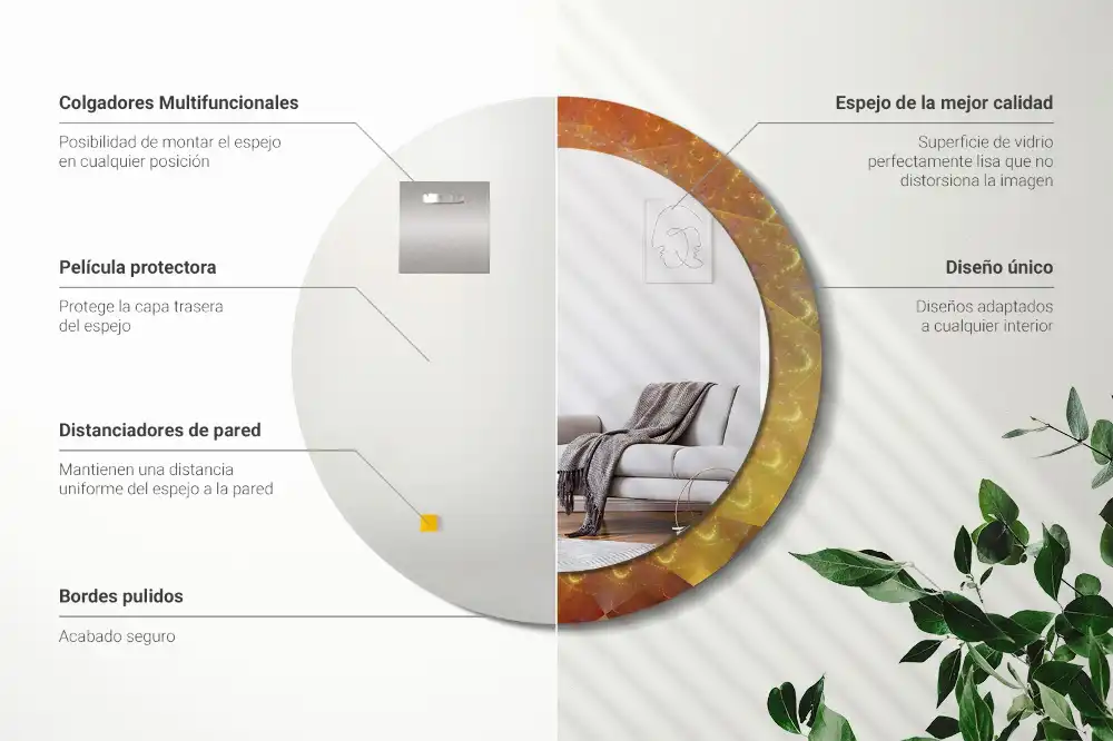 Specchio circolare stampato Astrazione a spirale