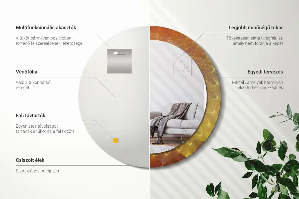 Specchio circolare stampato Astrazione a spirale