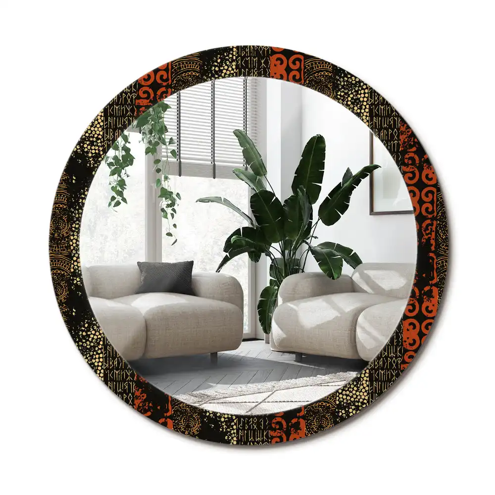 Specchio rotondo con cornice stampata Modello grunge