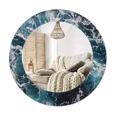 Specchio circolare stampato Mare in tempesta