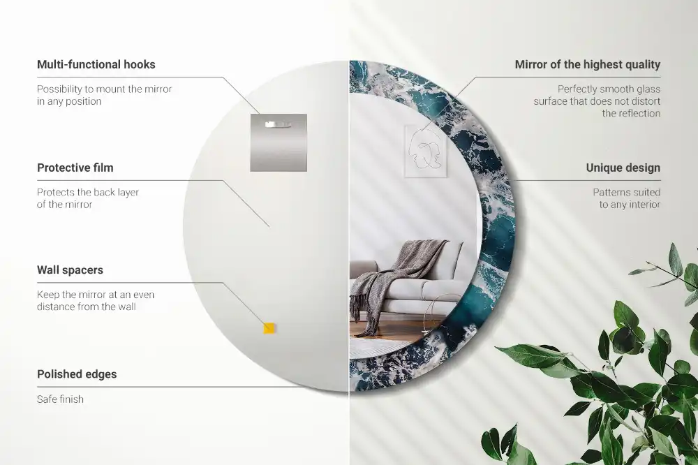 Specchio circolare stampato Mare in tempesta