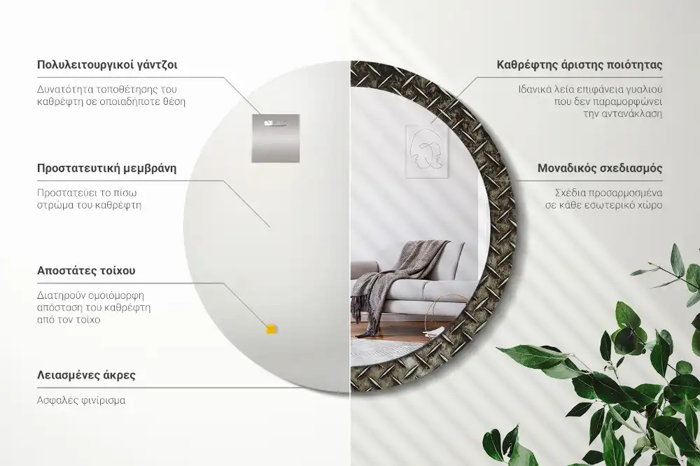 Specchio circolare decoro Struttura in acciaio