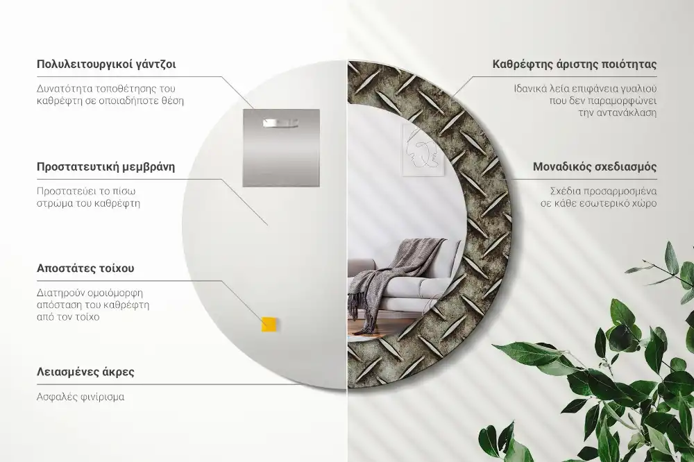 Specchio circolare decoro Struttura in acciaio