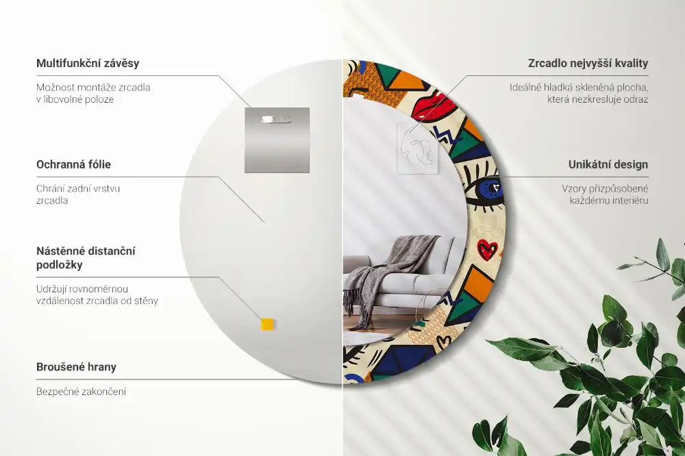 Specchio circolare decoro Stile pop art