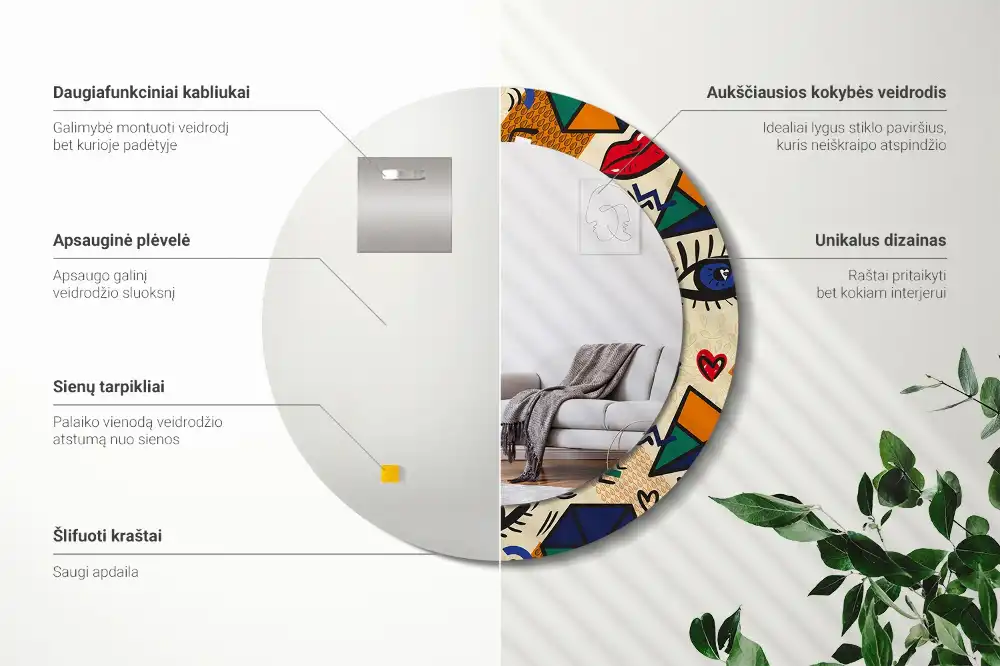 Specchio circolare decoro Stile pop art