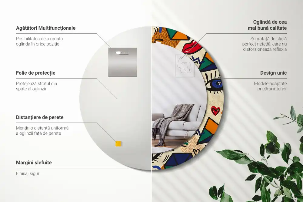 Specchio circolare decoro Stile pop art