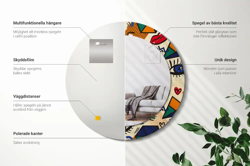 Specchio circolare decoro Stile pop art