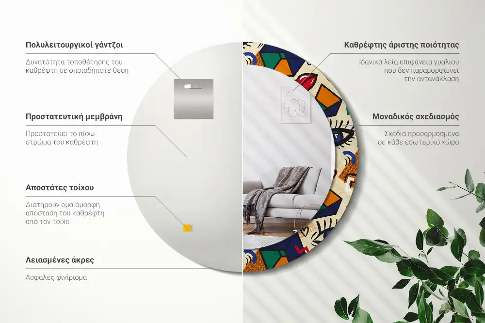 Specchio circolare decoro Stile pop art