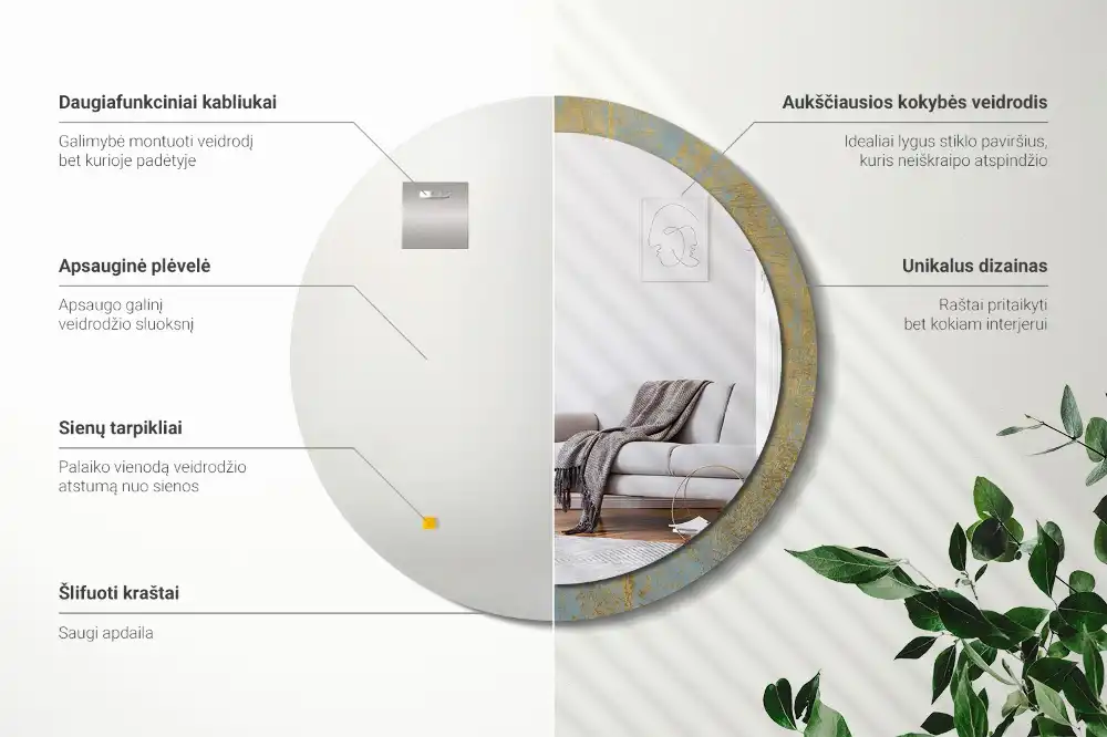 Specchio circolare stampato Modello loft