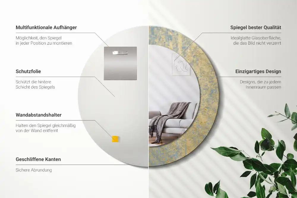 Specchio circolare stampato Modello loft