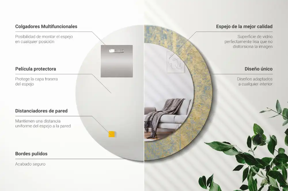 Specchio circolare stampato Modello loft