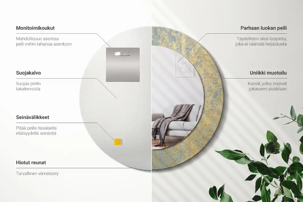 Specchio circolare stampato Modello loft