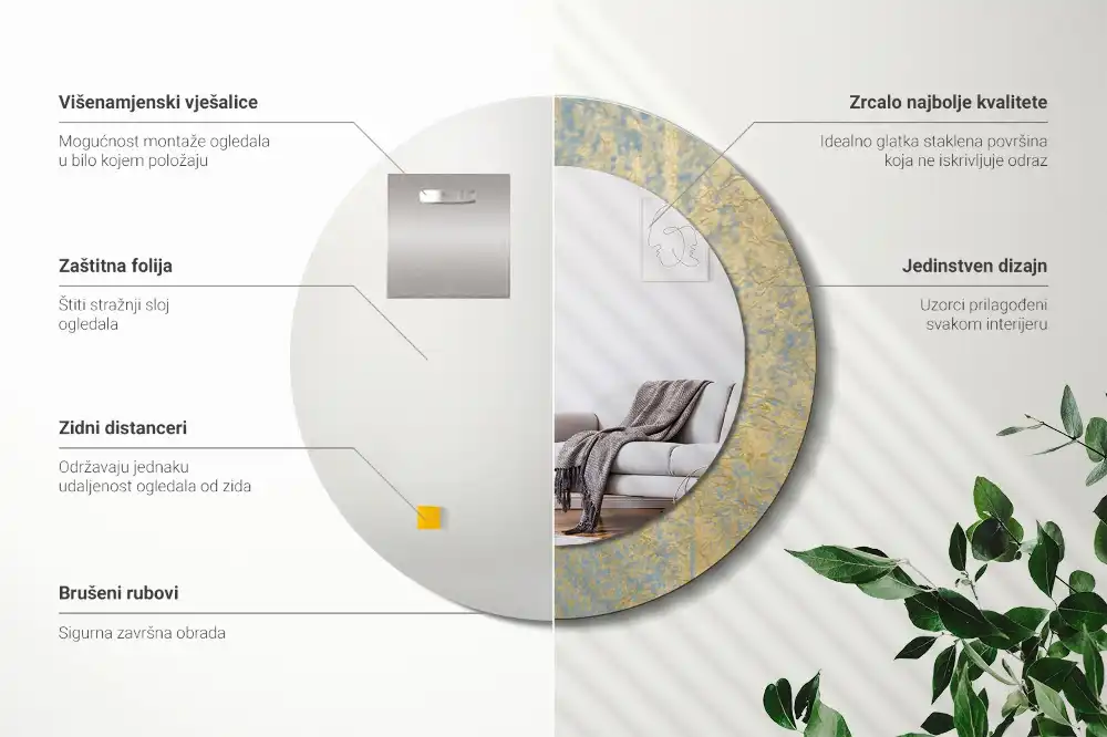 Specchio circolare stampato Modello loft