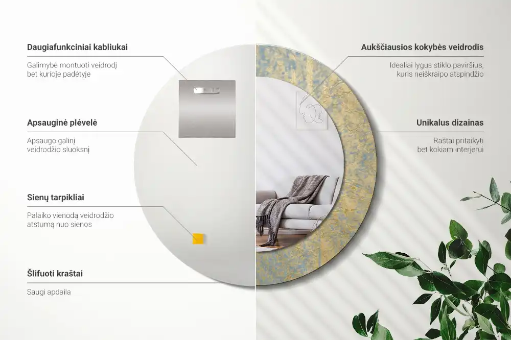 Specchio circolare stampato Modello loft