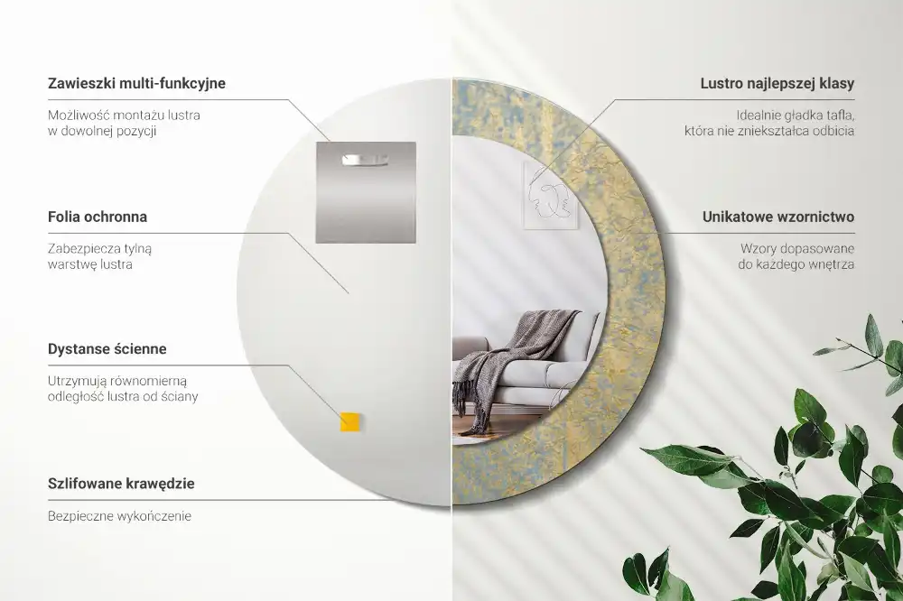 Specchio circolare stampato Modello loft