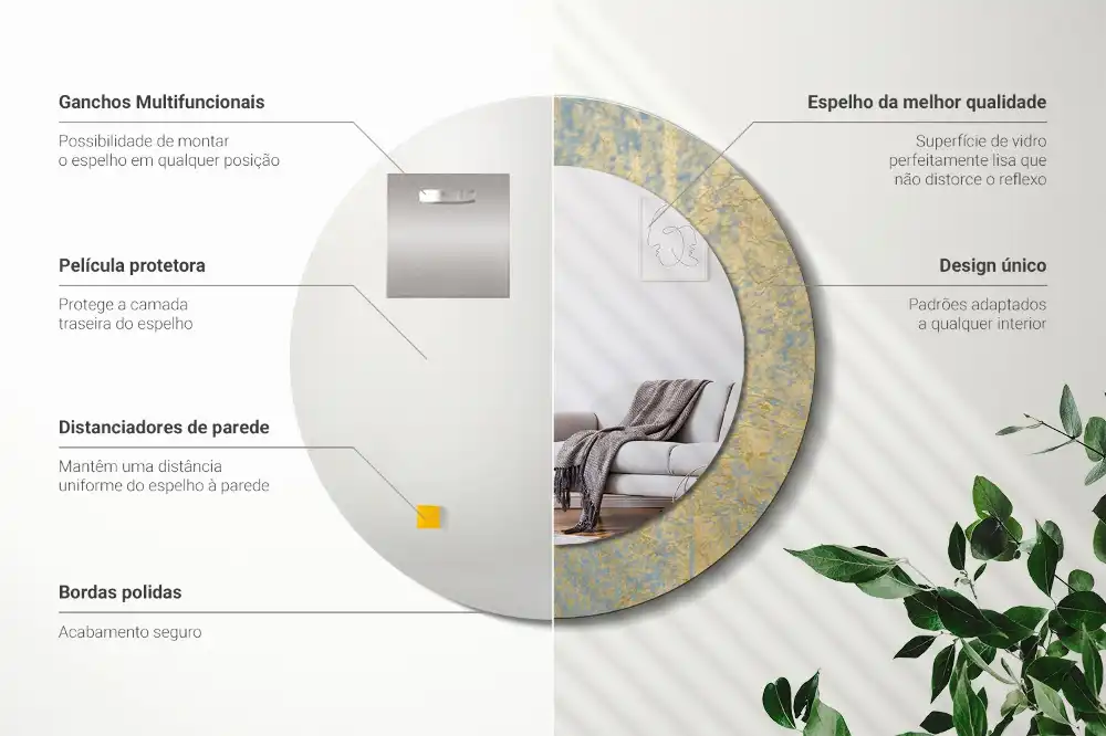 Specchio circolare stampato Modello loft