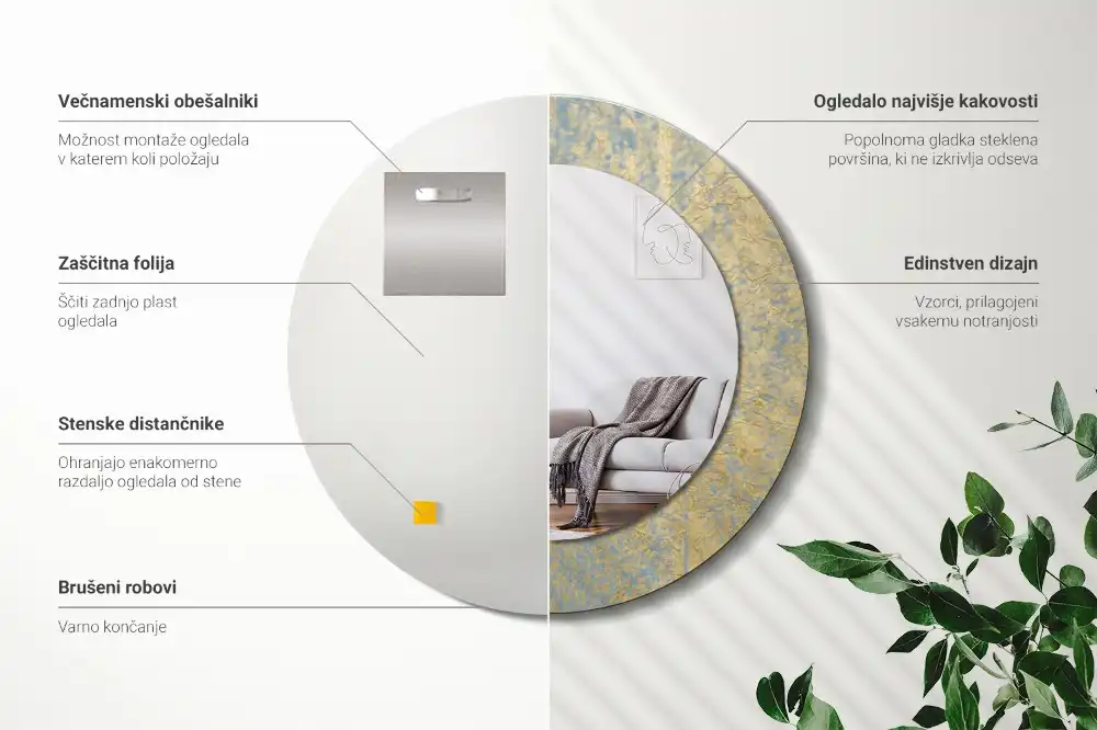 Specchio circolare stampato Modello loft