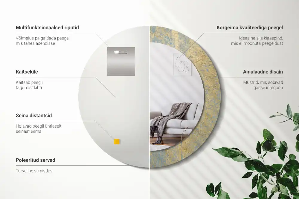 Specchio circolare stampato Modello loft