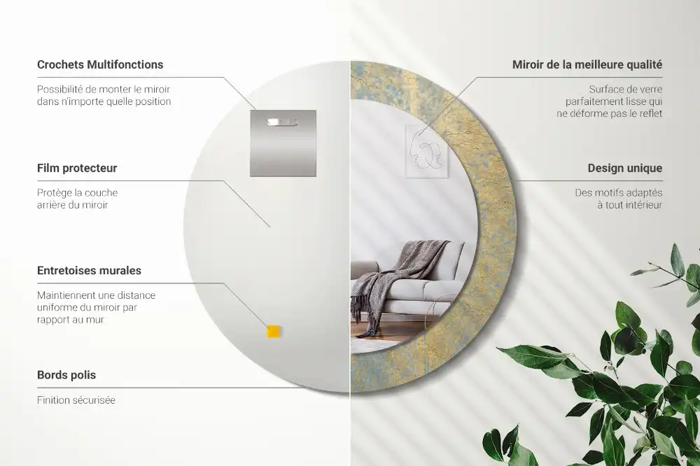 Specchio circolare stampato Modello loft